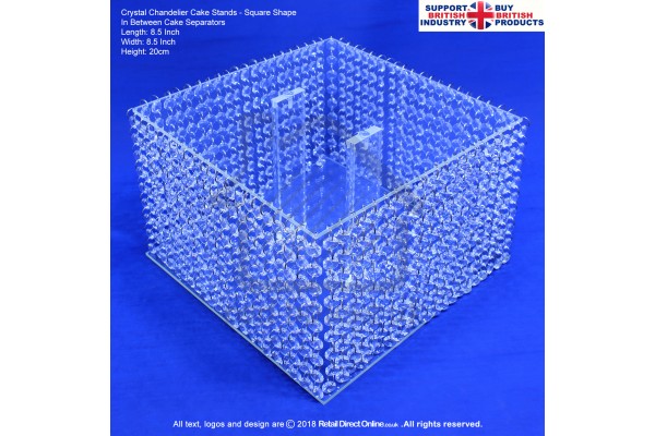 Chandelier Crystal Cake Stands | Cake Separator | 8.5" Square Plate 20 cm Height | Single Stand | Real Glass Diamond Crystals 