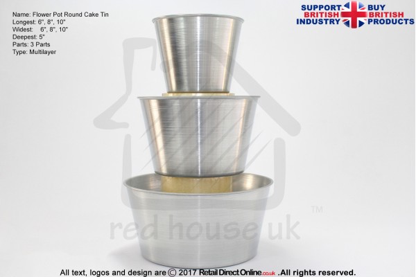 Flower Pot Round Cake Baking Tin | 5" Deep | Size 6 8 10 " | 3 Tiers 