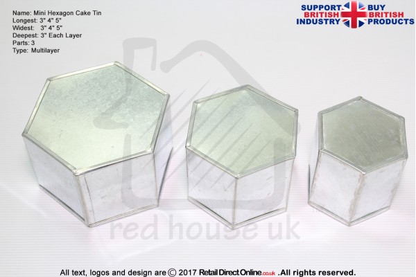 Mini Hexagon Cake Baking Tin | Size 3 4 5 " | 3 Tiers 