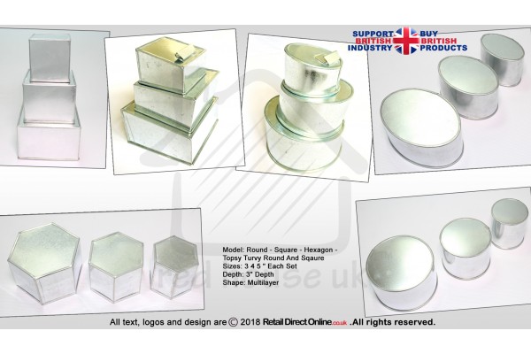 Mini Cake Baking Tins and Pans Combo Set of 6 | Round - Square - Hexagon - Oval - Topsy Turvy Round - Topsy Turvy Sqaure | Cake Decorating Craft