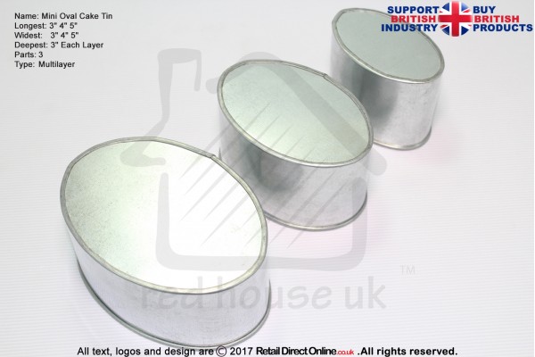 Mini Oval Cake Baking Tin | Size 3 4 5 " | 3 Tiers 