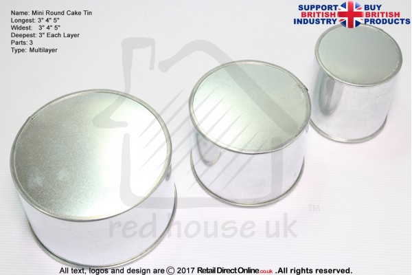 Mini Round Cake Baking Tin | Size 3 4 5 " | 3 Tiers 