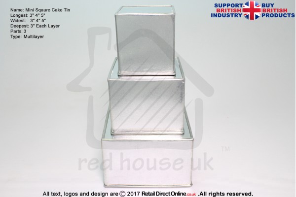 Mini Sqaure Cake Baking Tin | Size 3 4 5 " | 3 Tiers 