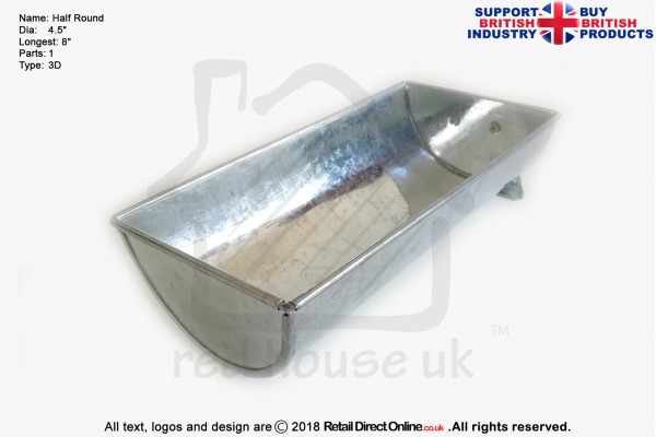 Half Round Cake Baking Tin | Size 4.5" Dia | 8" Long | Hand Made