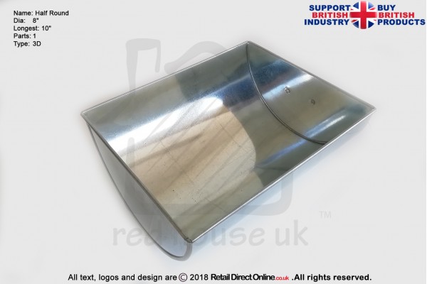 Half Round Cake Baking Tin | Size 8" Dia | 10" Long | Hand Made