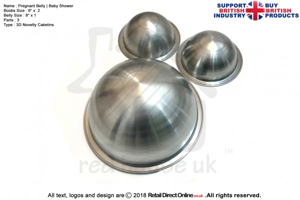 Pregnant belly 8 inch | Baby Shower | Novelty Shape | Cake Baking Tins and Pans | 3" Deep
