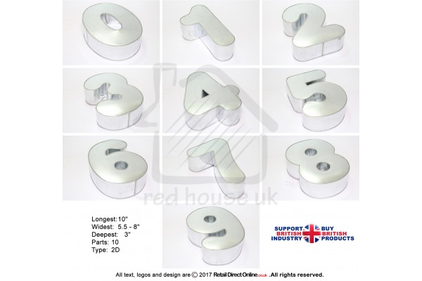 New Small Number 0 To 9 Set | Novelty Shape | Cake Baking Tins and Pans | 3" Deep | Zero To Nine