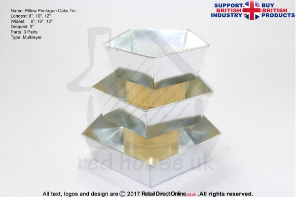 Pillow Pentagon Cake Baking Tin | 3" Deep | Size 8 10 12 " | 3 Tiers | Hand Made