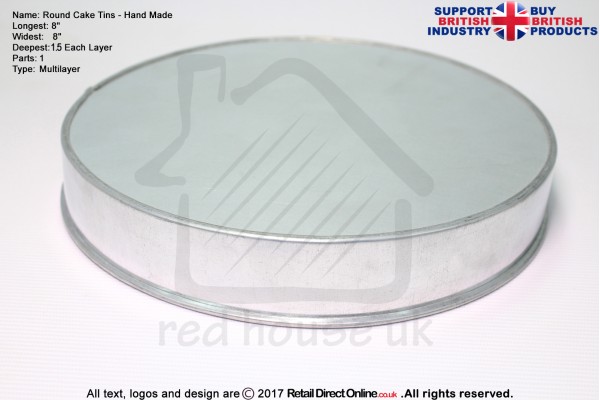 Round Cake Baking Tin | 1.5" Deep | Size 8 " | Jointless And Seamless | Rainbow MultiLayer