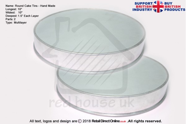 Round Cake Tins | 1.5 Inch Deep | 10 Inch | Hand Made | Rainbow Multi Layer  
