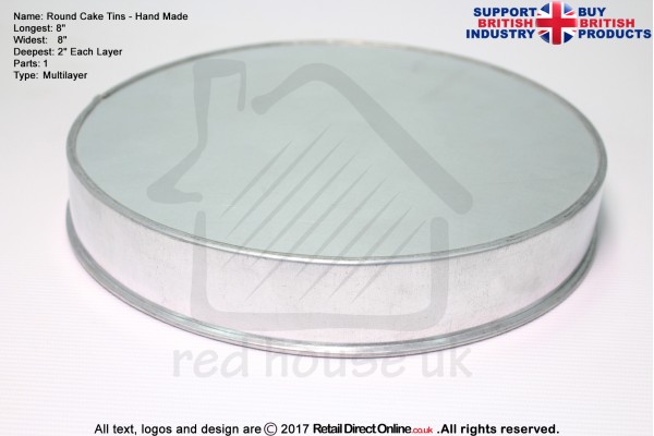 Round Cake Baking Tin | 2" Deep | Size 8 " | Hand Made | Rainbow | Multi Layer