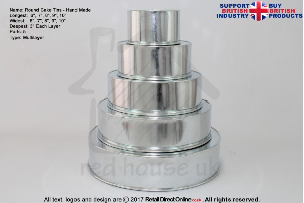 Round Cake Baking Tin | 3" Deep | Size 6 7 8 9 10 " | 5 Tiers | Hand Made