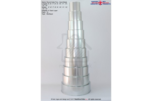 Round Cake Baking Tin | 4" Deep | Size 5 6 7 8 9 10 11 12 13 14 " | 10 Tiers | Hand Made