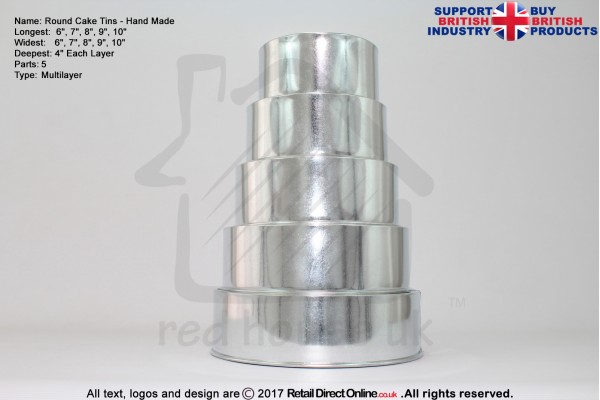 Round Cake Baking Tin | 4" Deep | Size 6 7 8 9 10 " | 5 Tiers | Hand Made