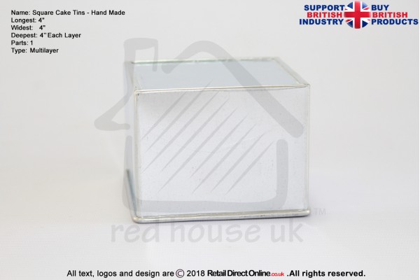 Square Cake Baking Tin | 4" Deep | Size 4 " | Hand Made