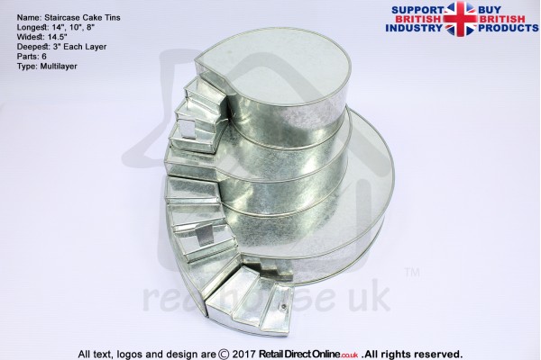 Round Cake Baking Tins | Side Stairs | Wedding Multilayers | 3" Deep | 3 Tiers | Hand Made