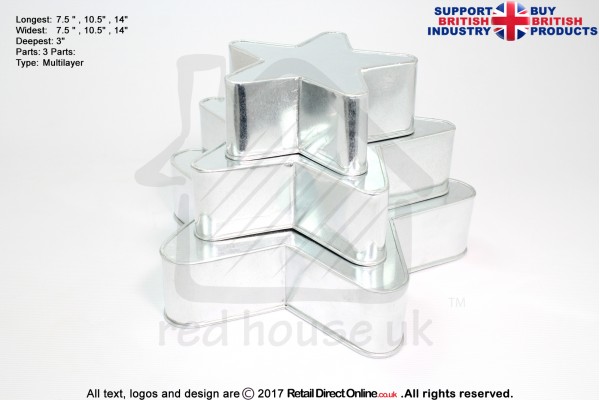 Round Corner Star Cake Baking Tin | Size 8 10 12 " | 3 Tiers 