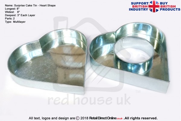 Surprise Heart Shape | 8 Inch | 2 Parts | Cake Baking Tins