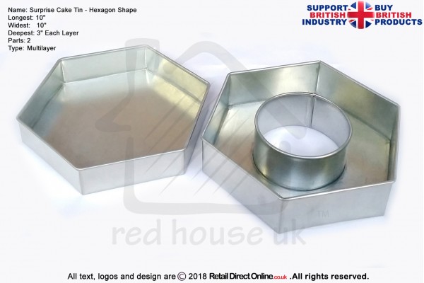 Surprise Hexagon Shape | 10 Inch | 2 Parts | Cake Baking Tins