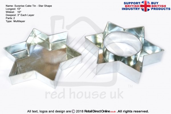 Surprise Star Shape | 10 Inch | 2 Parts | Cake Baking Tins