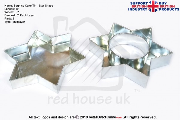 Surprise Star Shape | 8 Inch | 2 Parts | Cake Baking Tins