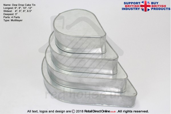 Dew Drop Cake Baking Tin | 3" Deep | Size 6 8 10 12 " | 4 Tiers | Hand Made