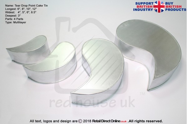 Tear Drop Point Cake Baking Tin | 3" Deep | Size 6 8 10 12 " | 4 Tiers | Hand Made