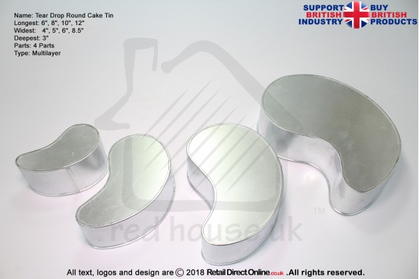 Tear Drop Round Cake Baking Tin | 3" Deep | Size 6 8 10 12 " | 4 Tiers | Hand Made