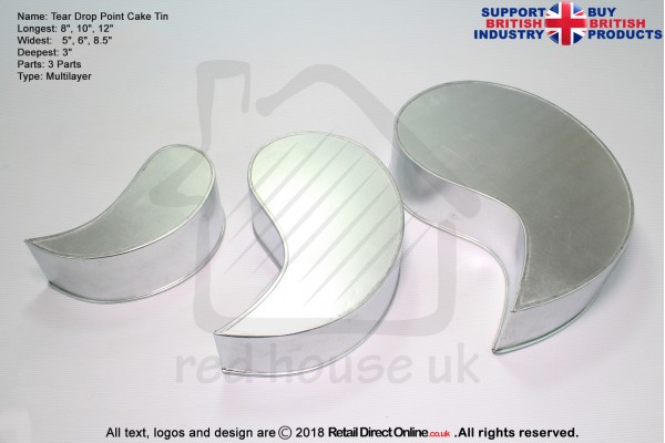 Tear Drop Point Cake Baking Tin | 3" Deep | Size 8 10 12 " | 3 Tiers | Hand Made
