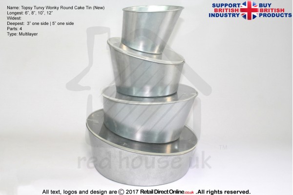 New Topsy Turvy Round Baking Tins Pans | 6 8 10 12 " | 4 Tiers Multilayer | Cake Decorating Craft 