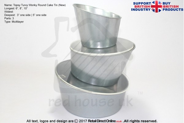 New Topsy Turvy Round Baking Tins Pans | 6 8 10 " | 3 Tiers Multilayer | Cake Decorating Craft 