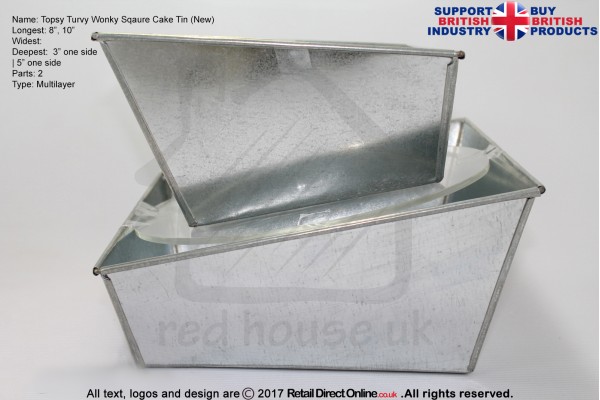 New Topsy Turvy Square Baking Tins Pans | 8 10 " | 2 Tiers Multilayer | Cake Decorating Craft 