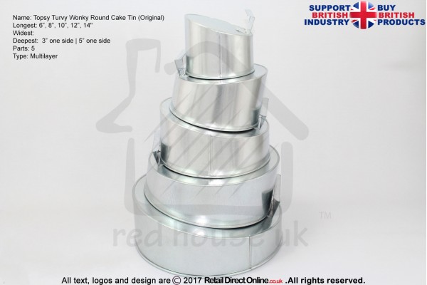 Topsy Turvy Round Baking Tins Pans | 6 8 10 12 14" | 5 Tiers Multilayer | Cake Decorating Craft 