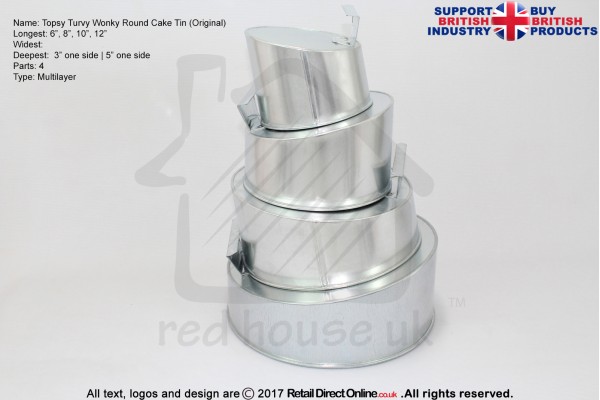 Topsy Turvy Round Baking Tins Pans | 6 8 10 12" | 4 Tiers Multilayer | Cake Decorating Craft 