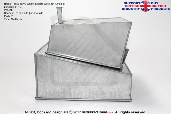 Topsy Turvy Square Baking Tins Pans | 8 10 " | 2 Tiers Multilayer | Cake Decorating Craft 