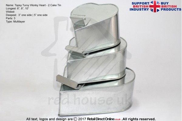 Topsy Turvy Heart Baking Tins Pans | 6 8 10 " | 3 Tiers Multilayer | Cake Decorating Craft 