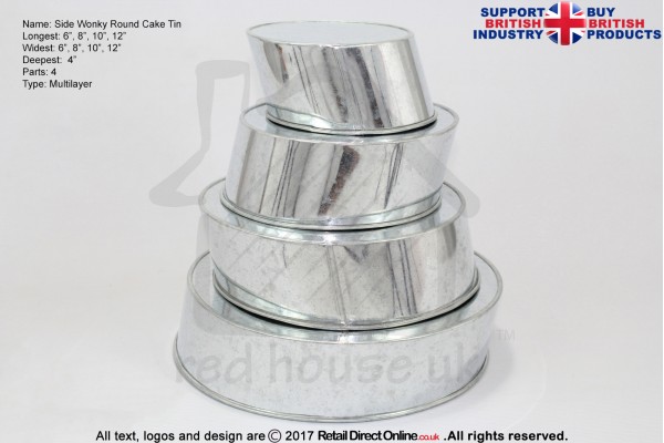 Side Wonky Round Baking Tins Pans | 6 8 10 12 " | 4 Tiers Multilayer | Cake Decorating Craft 