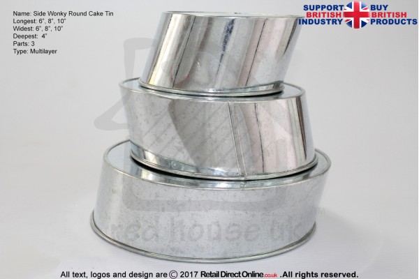Side Wonky Round Baking Tins Pans | 6 8 10 " | 3 Tiers Multilayer | Cake Decorating Craft