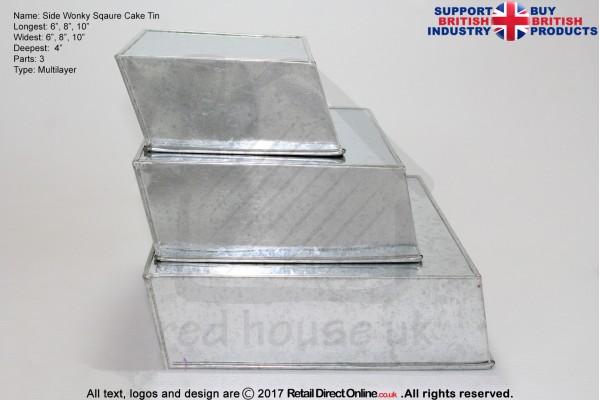 Side Wonky Square Baking Tins Pans | 6 8 10 " | 3 Tiers Multilayer | Cake Decorating Craft