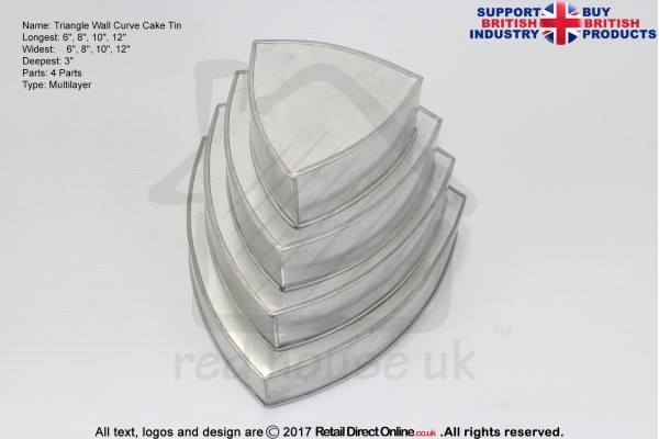 Triangle Cake Baking Tin | Curve Walls | 3" Deep | Size 6 8 10 12 " | 4 Tiers | Hand Made
