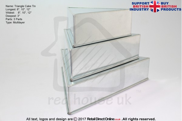 Triangle Cake Baking Tin | 3" Deep | Size 8 10 12 " | 3 Tiers | Hand Made