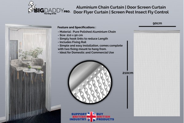 Big Daddy | Aluminium Chain | Door Screen And Flyer Curtain | Screen Pest Insect Fly Control