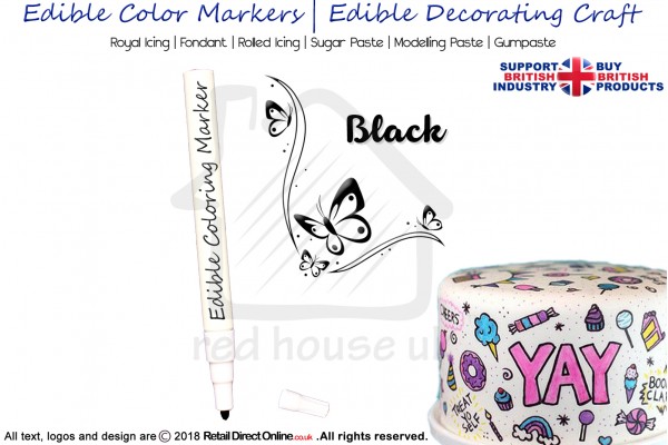 Cake Decorating Craft | Icing Pen | Icing Colouring Marker | Edible Painting Ink | Black