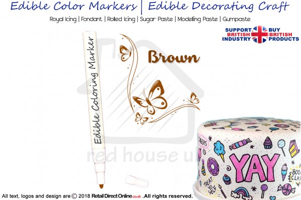 Cake Decorating Craft | Icing Pen | Icing Colouring Marker | Edible Painting Ink | Brown