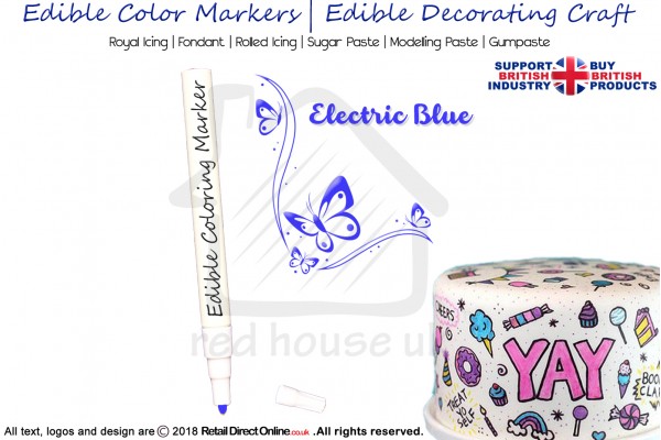 Cake Decorating Craft | Icing Pen | Icing Colouring Marker | Edible Painting Ink | Electric Blue