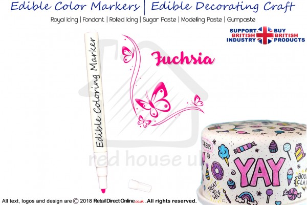 Cake Decorating Craft | Icing Pen | Icing Colouring Marker | Edible Painting Ink | Fuchsia