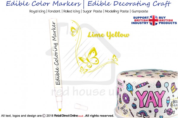 Cake Decorating Craft | Icing Pen | Icing Colouring Marker | Edible Painting Ink | Lime Yellow