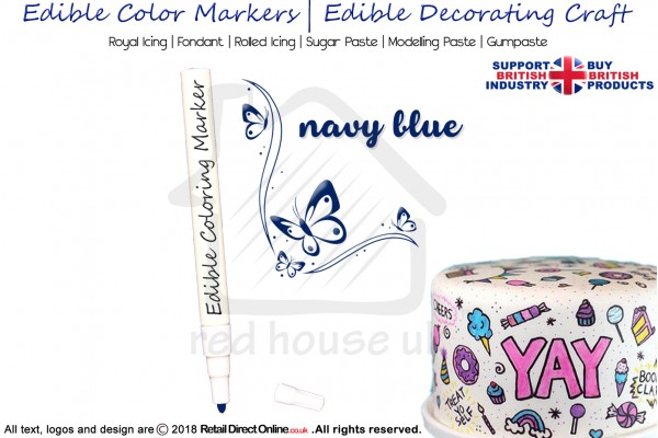 Cake Decorating Craft | Icing Pen | Icing Colouring Marker | Edible Painting Ink | Navy Blue