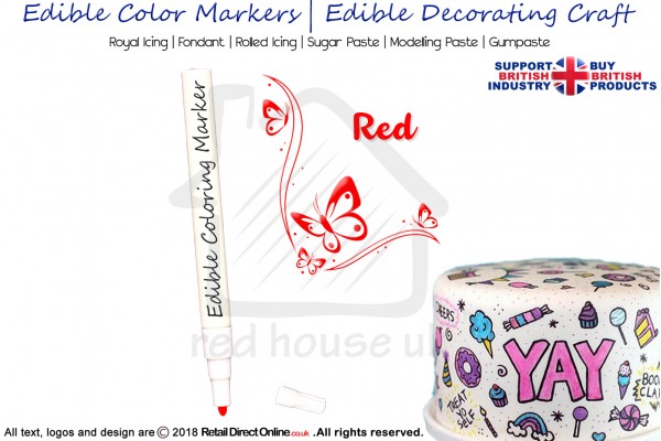 Cake Decorating Craft | Icing Pen | Icing Colouring Marker | Edible Painting Ink | Red