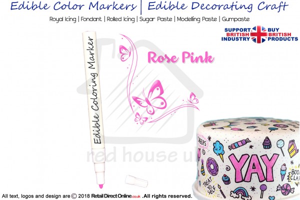 Cake Decorating Craft | Icing Pen | Icing Colouring Marker | Edible Painting Ink | Rose Pink
